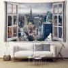 Urban Imitation Window Scenery Tapestry Wall Hanging Art Architecture Minimalist Hippie Tapiz Minimalist Living Room Home Decor