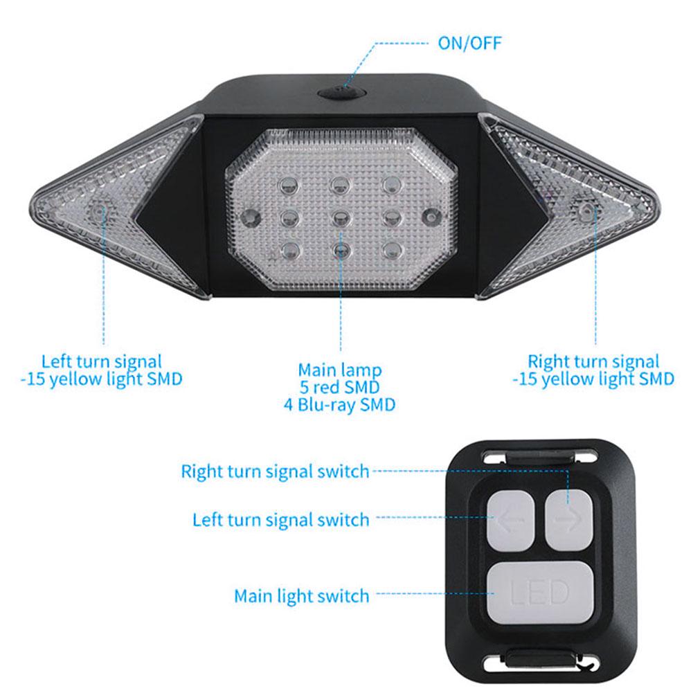 USB wiederaufladbare Blinker Radfahren Rücklicht Fahrrad Licht Fernbedienung