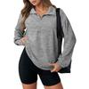 Women's Fashion Solid Color Zipper Lapel Solid Color Casual  Sweatshirt Top