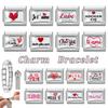 Wholesale Sweet Romantic Letter Series I Love You Link Fit 9mm Stainless Steel Bracelet Women Making DIY Heart Charm Jewelry