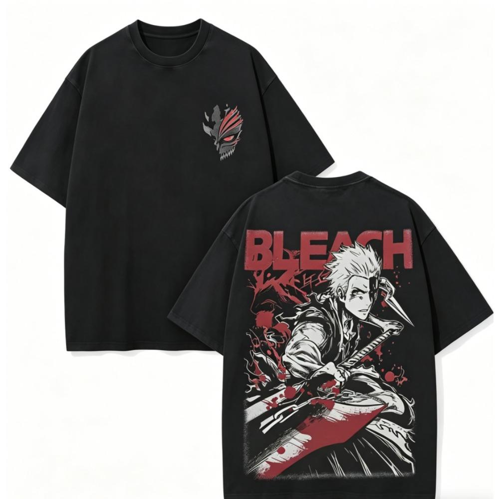 Bleach Anime Lover Washed T-shirt Year Round Clothing High Quality Personality Clothes Plus Size Unisex New Model Couples Tee