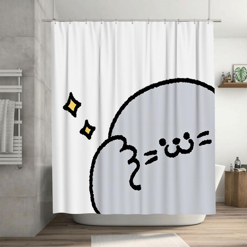 Cute Cartoon Shower Curtain for Bathroom Decor with Smiley Face Design and Sparkles