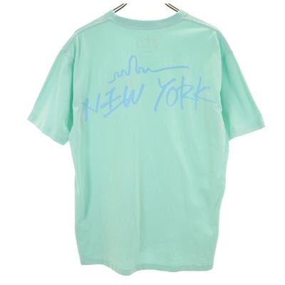 Back English Print Short Sleeve T-shirt M Mint Green Men's Used