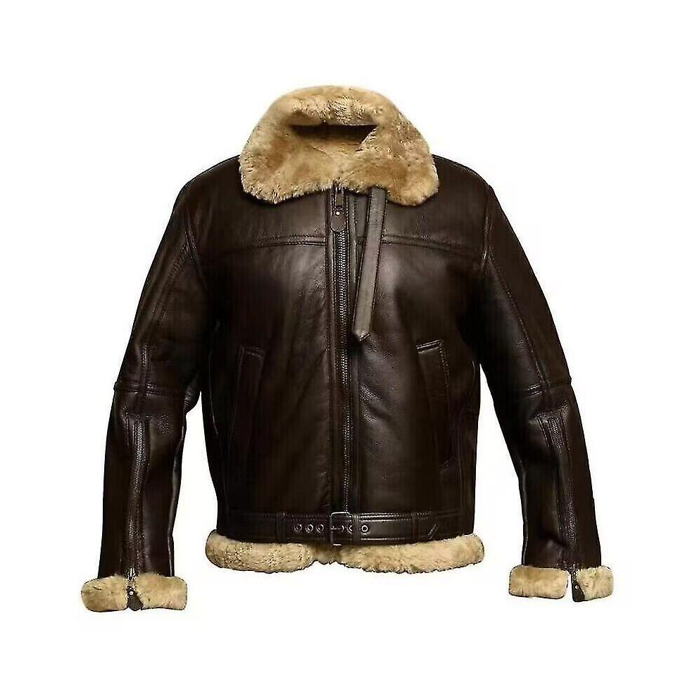 (5XL, Marrone) Giacca da uomo Raf Aviator in vera pelle 2023 Cappotto Bomber B3 Pelle di pecora Pilota Volo