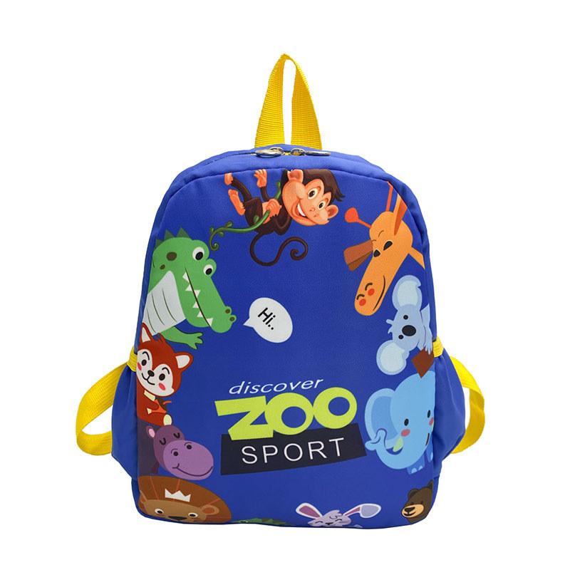 Adorable Cartoon Kids Backpack Oxford Fabric Breathable And Durable Cute Print Blue