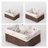 Rectangular Handmade Rattan Storage Baskets Save Space Rustic Style Weaving Storage Tray Reusable with Liner