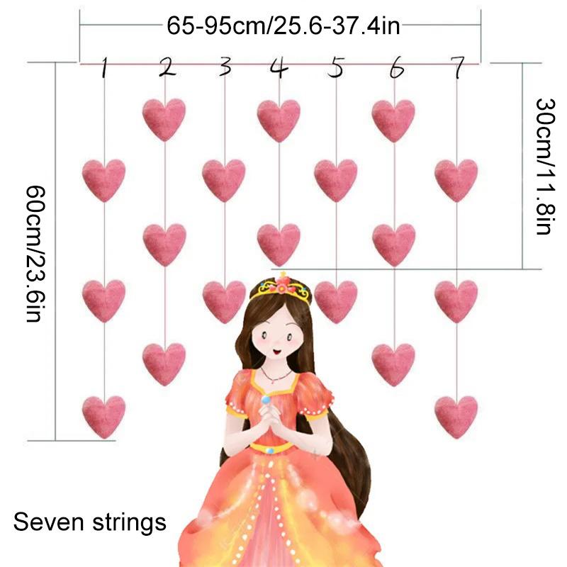 1 Set Divider String Lovely Hanging Ornaments Girls Room Decor Tassel Curtain Romantic Heart Shaped Pink Bow Curtain Decor