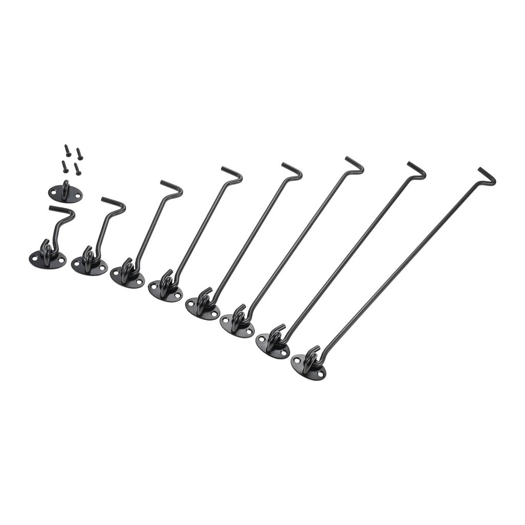 2pcs Black Crescent window lock Cabin Hooks Eye Latch Stainless Steel safety switch 3/4/6/8/10/12/14/16inch Holder with screws