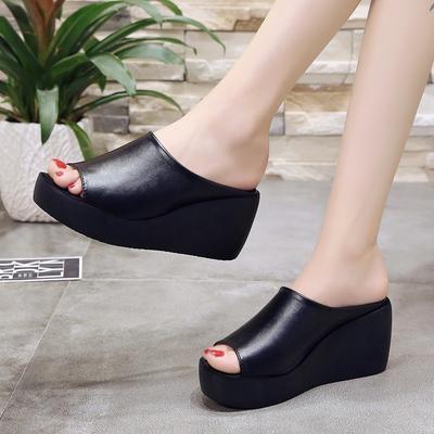 Slippers Women's Summer Out Slippers Women's 2024 Summer Internet Celebrities Ins Outer Wear Women's Slippers Wedge Heel Thick Sole High Heel