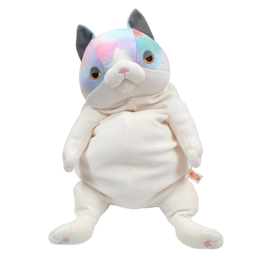 Shinada Global Mochi Series Mochi Neko Rainbow 22 x 22 x 30cm Plush Cat Animal (L) MONE-0350R