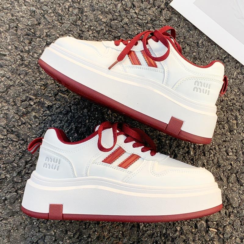 Popular Platform White Shoes Women's 2025 Spring New Versatile Chic Students This Year Popular Leisure Sports Board Shoes