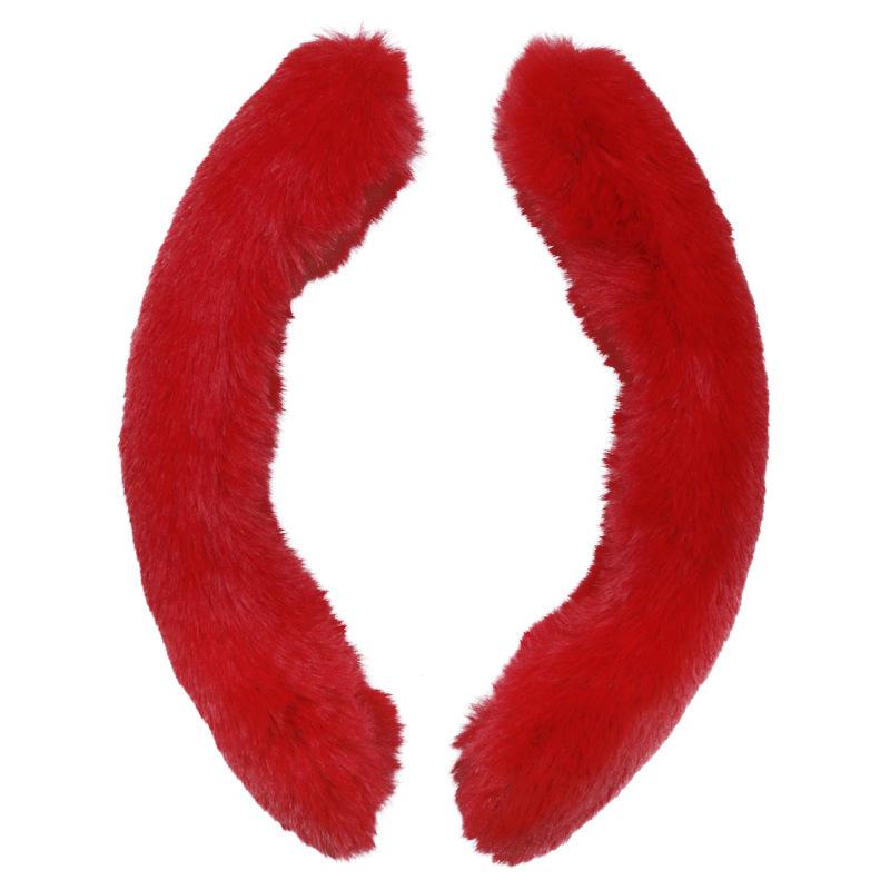 2pcs Plush Steering Wheel Cover Winter Warm