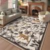 Retro Jungle Tiger Pattern Living Room Carpet Machine Washable Restaurant Soft Non-slip Floor Mat Home Decor Bedroom Bedside Rug