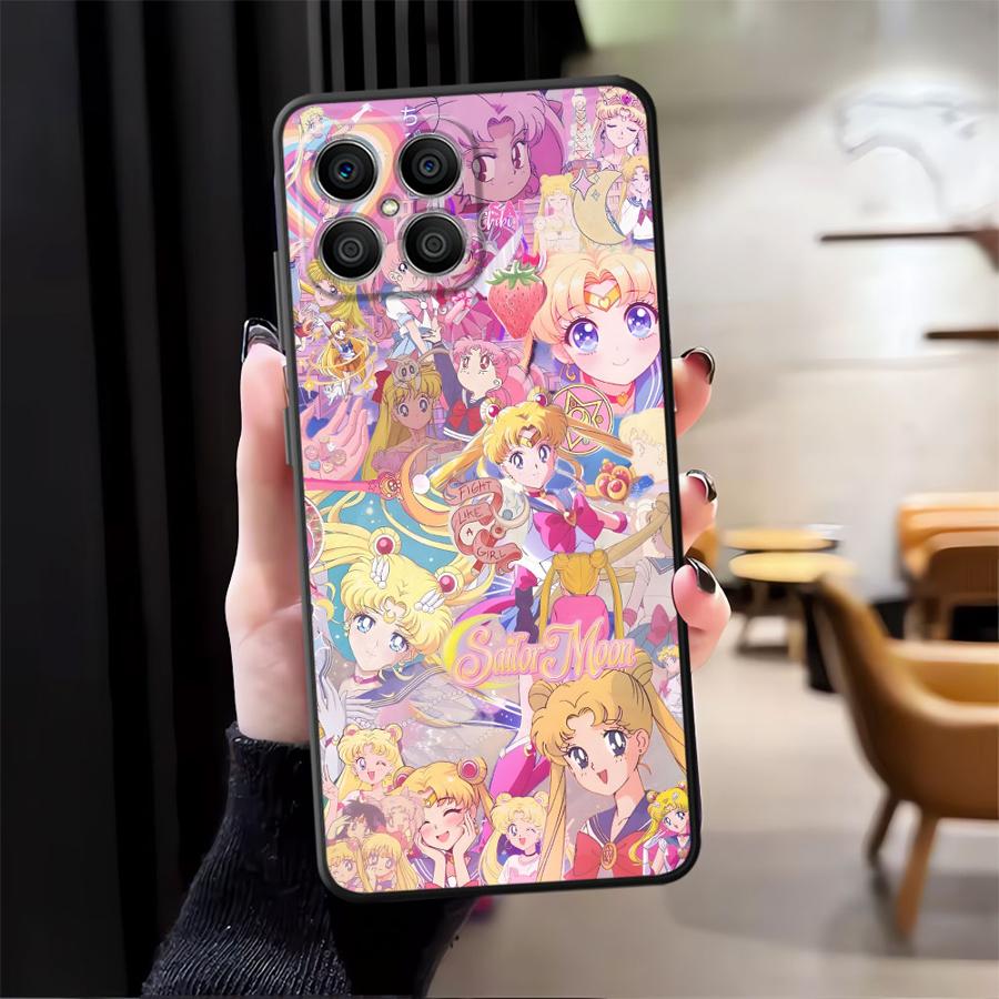 Case for Honor 90 200 400 Lite Magic5Lite X8 X5b 70 X9a X7 X6 8X Black Soft Phone Cover Beautiful Sailor Moon