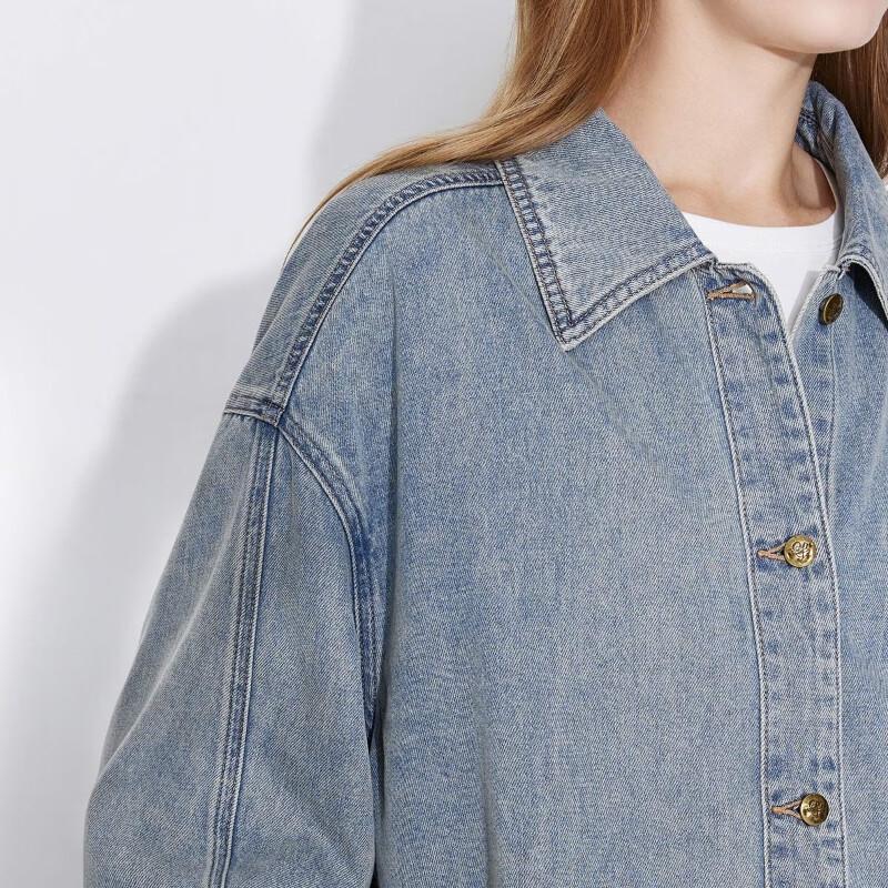Only Women's Asymmetric Pocket Drop-Shoulder Denim Shirt