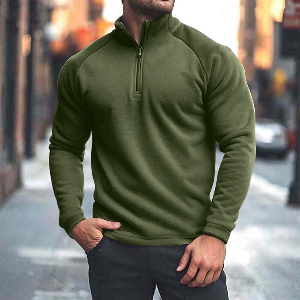 Men's Color Half-Zip Sweatshirt Men's Sports Large Size Casual Pullover Sweatshirt