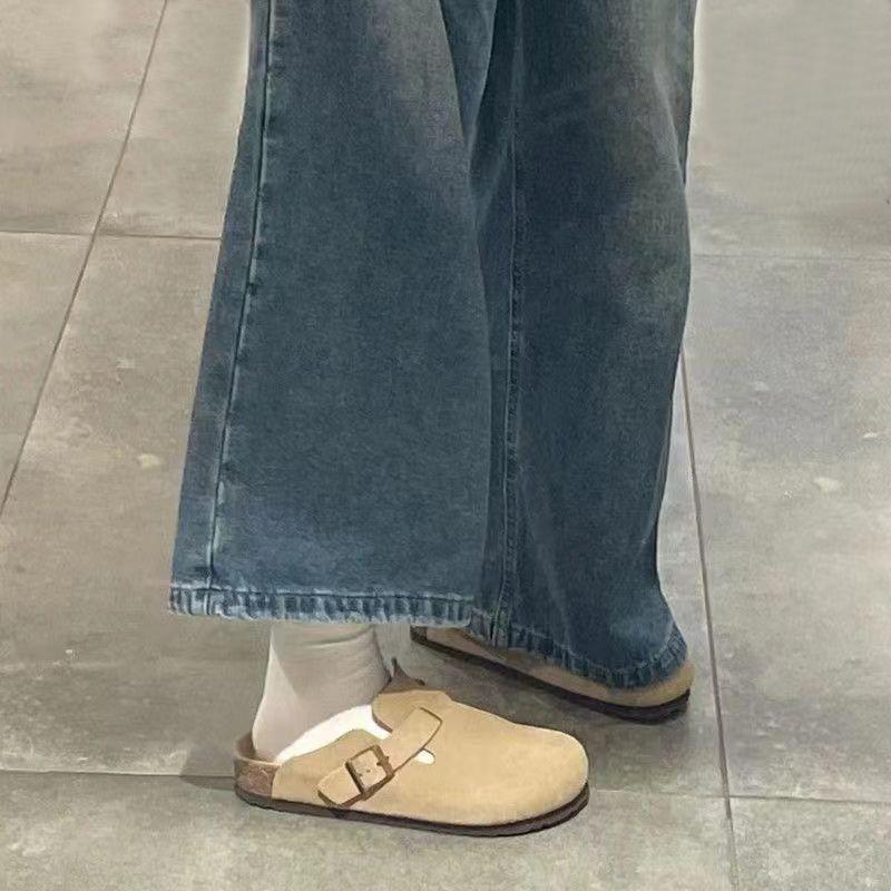 Boston Women's Shoes New Mint Wave 2025 Versatile Cork Bottom Ultra Lightweight Ins Half Pack Outer Wear Bag Head Drag