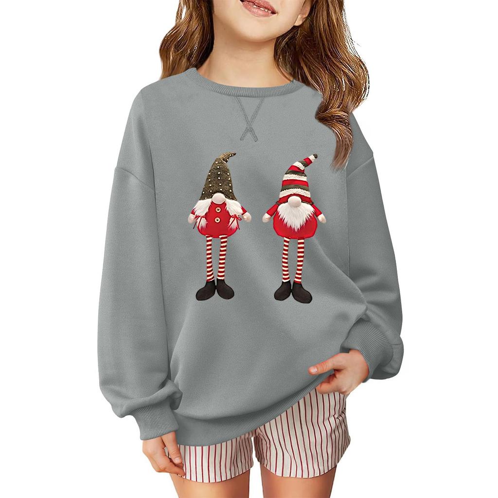 Children's Fashionable Casual Long-sleeved Loose Christmas Print Pullover Sweatshirt