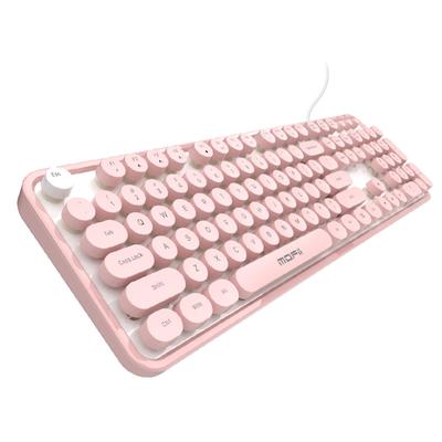 Mofii Sweet - Looking 104 - Key Wired Membrane Gaming Keyboard with Retro Round Keycaps, Desktops In Office and Multiple Systems