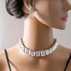 Luxury Crystal Square Jewelry Set, Fashionable And High-End Dinner Accessories Necklace Pendant Earrings