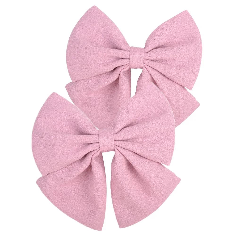 

2 шт./лот Милые однотонные хлопковые банты для волос с заколкой для девочек Заколки для волос Ручной работы Заколки-автоматы Головные уборы Детские аксессуары для волос