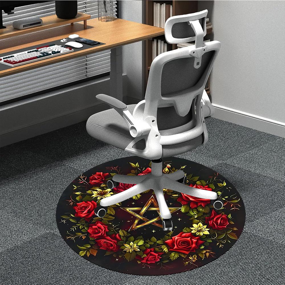 

1pc Floral Star Decoration Chair Carpet for Office, Soft Comfortable Mat For Office, Living Room, Bedroom, Machine Washable Carpet yy251112044 80cm by 80cm