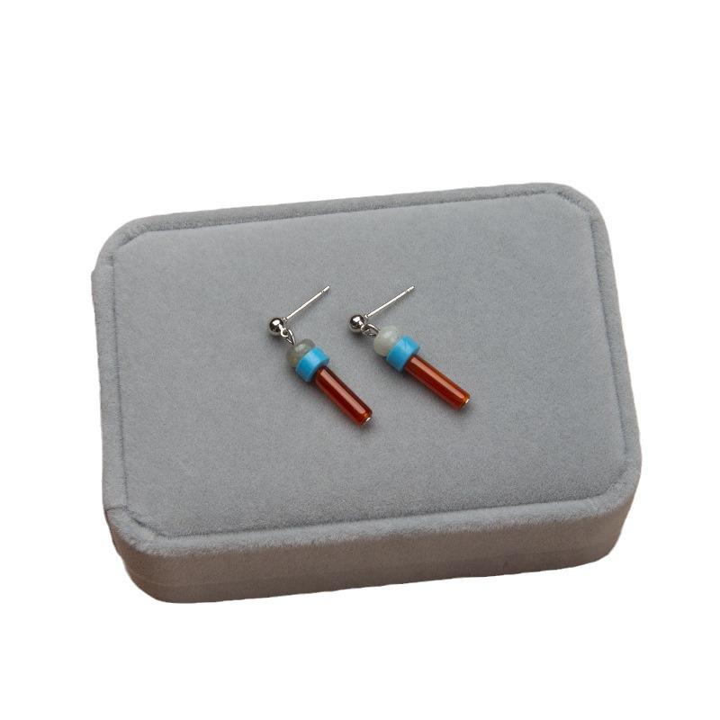 Chinese Retro Handmade Agate Earrings: Women's Simple Dangle Style