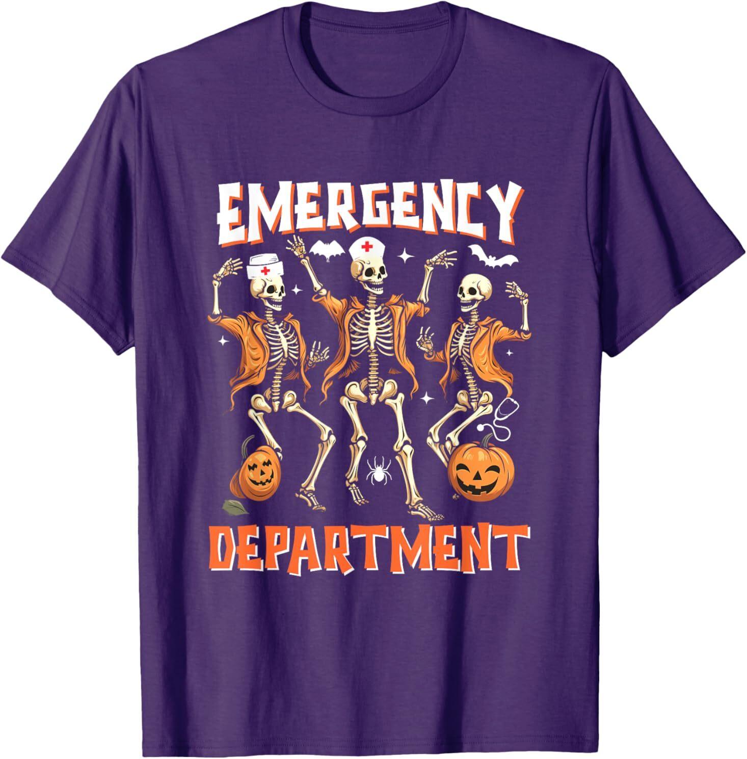 ER Nurse Halloween Room Emergency Department Funny Skeletons T-Shirt S разноцветный