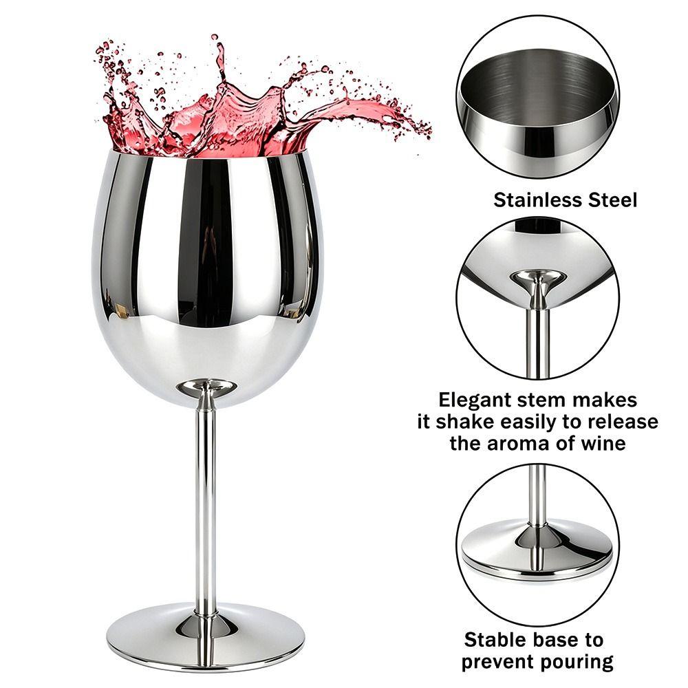 2 Stück 350ml Edelstahl Stiel- Weingläser Edelstahl 304 Weinglas Hochzeit