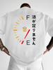 Mens Short Sleeved Round Neck Summer Top with Japanese and Beer Oil Gauge Pattern Design Breathable and Fashionable