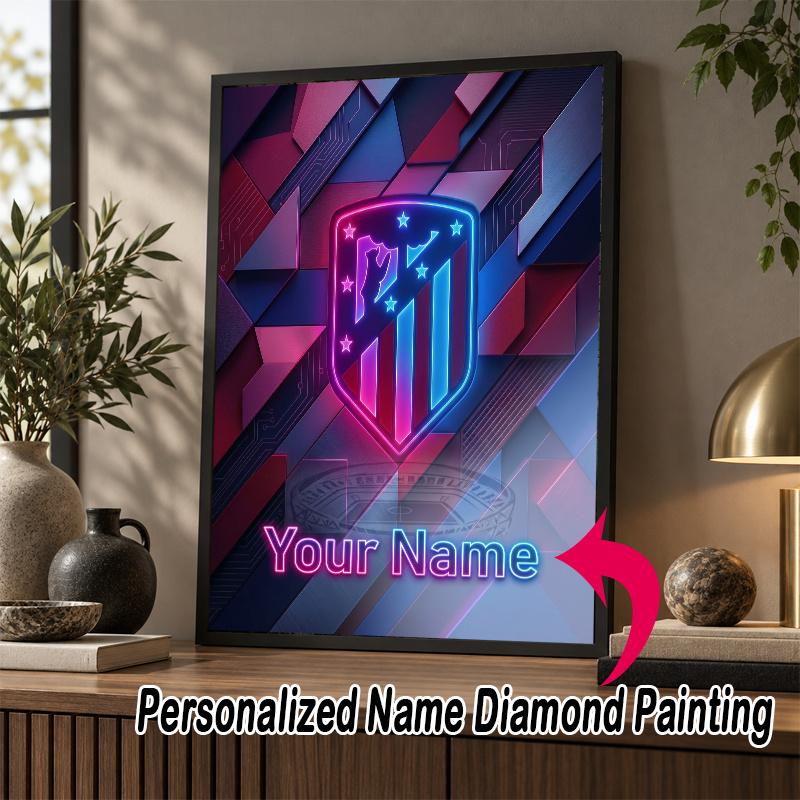 Custom Name Atletico Madrid 5D Diamond Painting Personalized Full Drill Diamond Art Kit Gift
