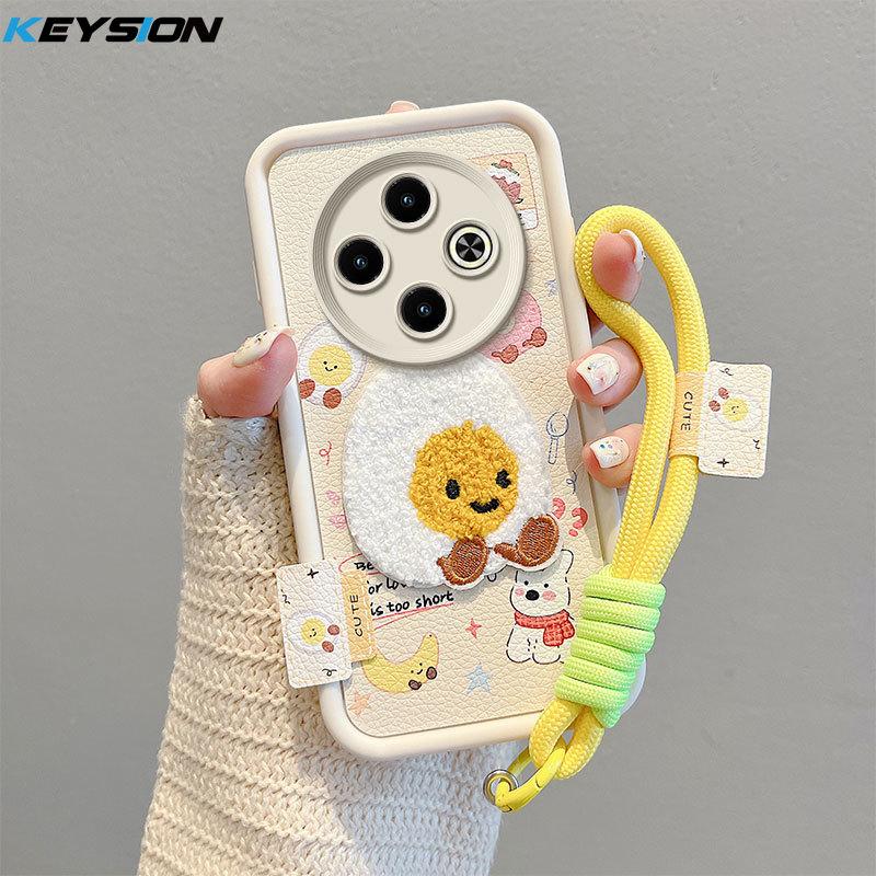 

KEYSION Мультяшный Милый Плюшевый Вышитый Чехол для TECNO Spark 30C со Шнурком Кожаный Противоударный Чехол для Телефона для TECNO Spark 30C for Spark 30C