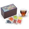 Octavius Fliesenmotiv Holztee-Geschenkbox - 30 Teebeutel | Valentinstag Tee-Geschenksets | Sortiment feiner Schwarz- und Grünteesorten | Premium-Geschenkbox