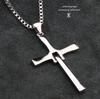 SilverKYASYA 316L Cross Necklace Zirconia Cross Necklace Rosary Necklace Stainless Steel Long Large Cross Men's