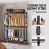 Heavy Duty Clothes Rack, Rolling Clothing Garment Rack with 3 Storage Tiers, 2 Rods and 2 Pairs Side Hooks, Adjustable Height Clothing Rack Closet for