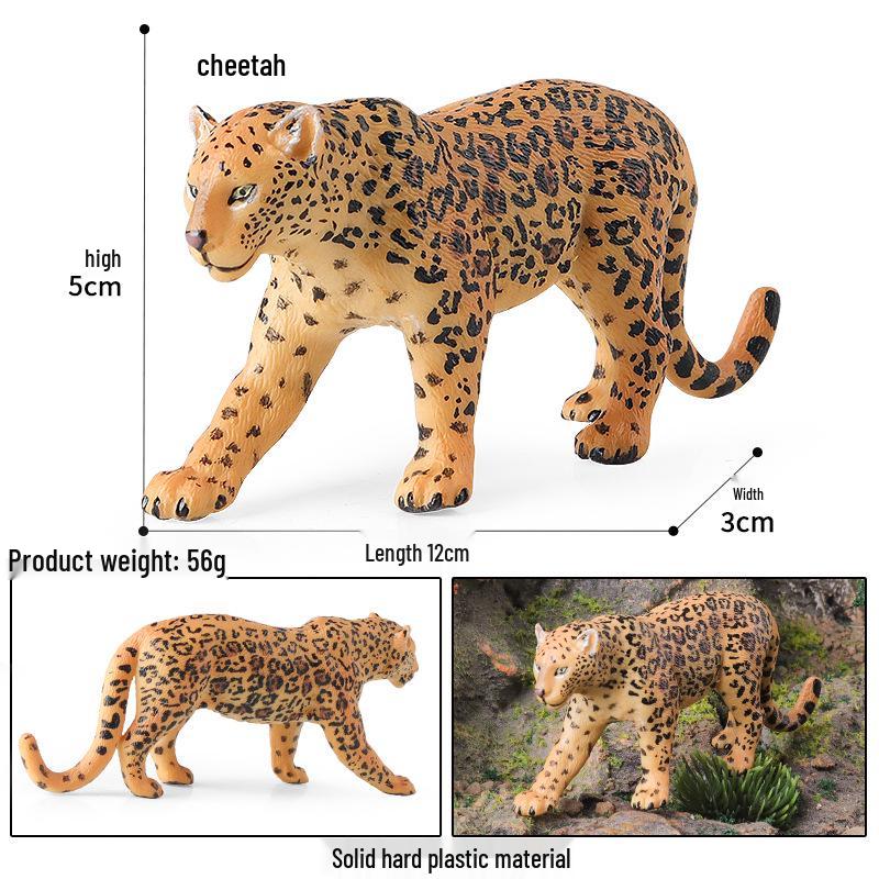 Wild Safari Animal Figurines: Giraffe, Elephant, Rhinoceros, Brown Bear, Tiger, Lion, Leopard, Hippopotamus - Solid Cognitive Toys
