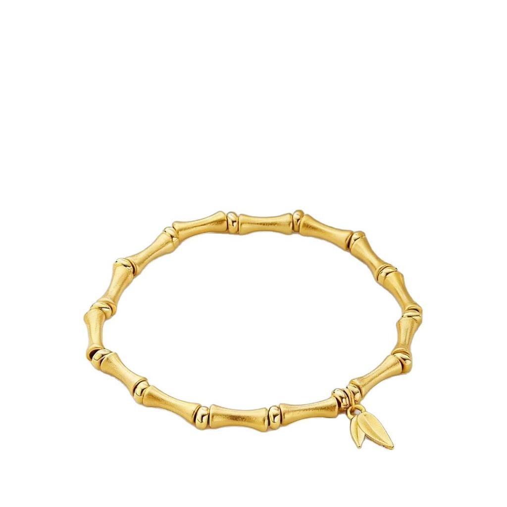 Elegant 18k Gold-Plated Bamboo Bangle: Chic Design, Light Luxury, High-End, Fashionable Bracelet for Women, Symbolizing Good Luck