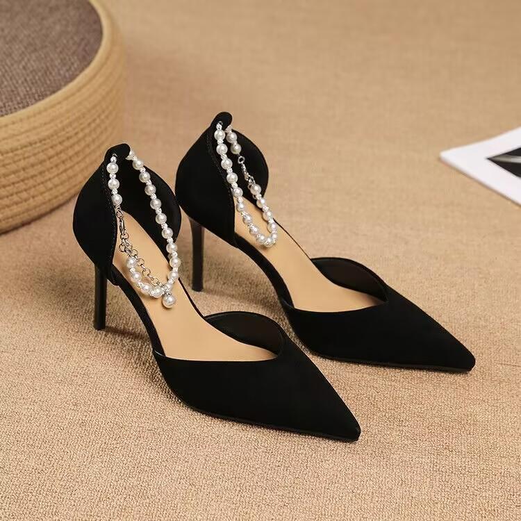 Fashion 2025 New High-quality Shoes Fashionable and Elegant High Heels Summer Rhinestone Pearl Decoration Sexy Stiletto Sandals