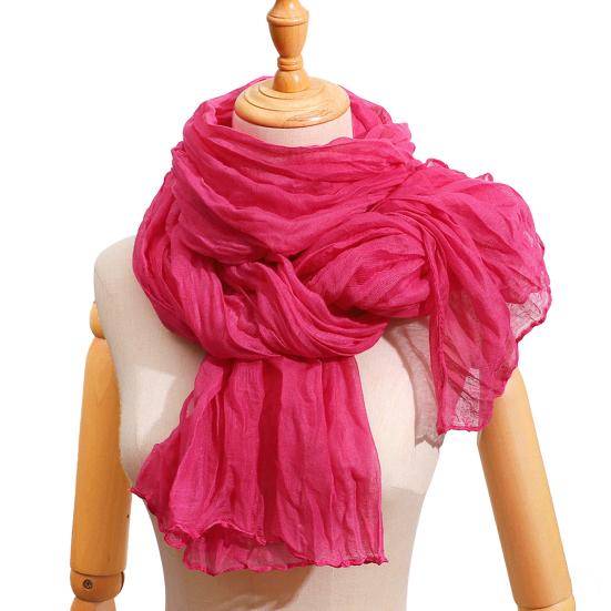 Women Pleated Scarf Thickened Weave Autumn Winter Scarf Solid Color Breathable Shawl Headscarf Outfit Accessories