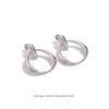 Elegant Retro Silver Hoop Earrings - Circular Geometric Design with High-End Luxury Mosquito Coil Inspired Ear Clips