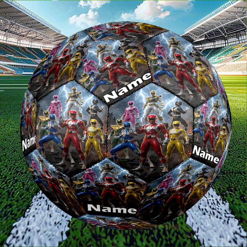 Custom Name Personalized Mighty Morphin Power Rangers-A Print Size 5 Soccer Ball Training & Match Football, for Team, Kicking, Gift for Football Enthu