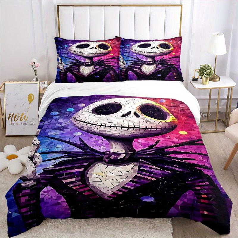 3pcs Set Nightmare Before Christmas Jack Skellington1pc of Quilt Cover+2pcs of Pillowcase, No Core, Print Bedding, All Seasons Bedroom Setting062