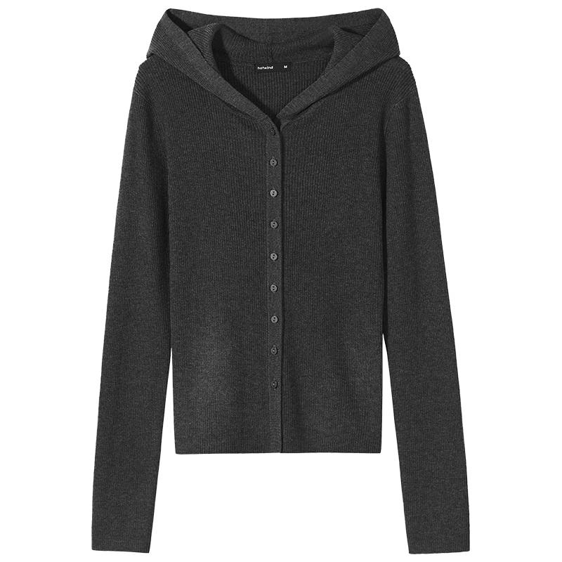 Hotwind Women s Button Hooded V-Neck Knit Cardigan S