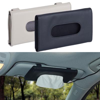 Universal Car Sun Visor Tissue Box PU Hanging Type Tissue Cover Auto Clip Holder Paper Napkin Holder Accessories