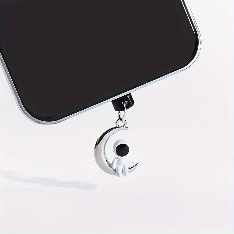 2 pièces Bouchon anti-poussière pour téléphone portable DIY Stéréo Astronaute Étoile Lune Pendentif Téléphone portable, Décorations de téléphone portable