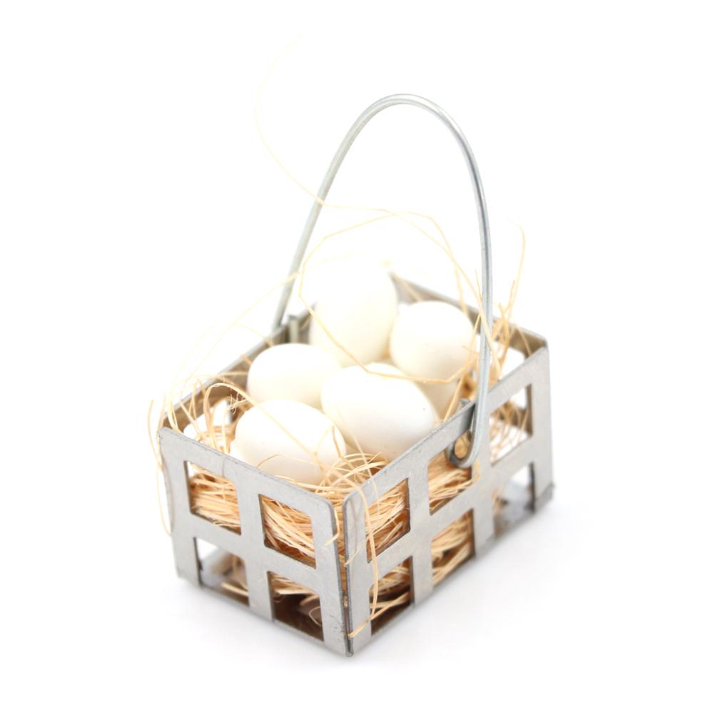 New Arrival 1 set 1:6 1:12 Dollhouse Egg Basket Dolls House Kitchen Food Miniature White Eggs Furniture Decor DIY Baby Toys