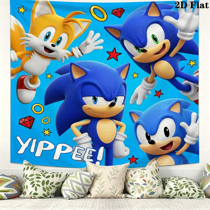 Sonic Hedgehog Wall Tapestry Aesthetic Wall Hanging Printed Fabric Blanket Decorative Tapestries For Bedroom Living Room Home Decor