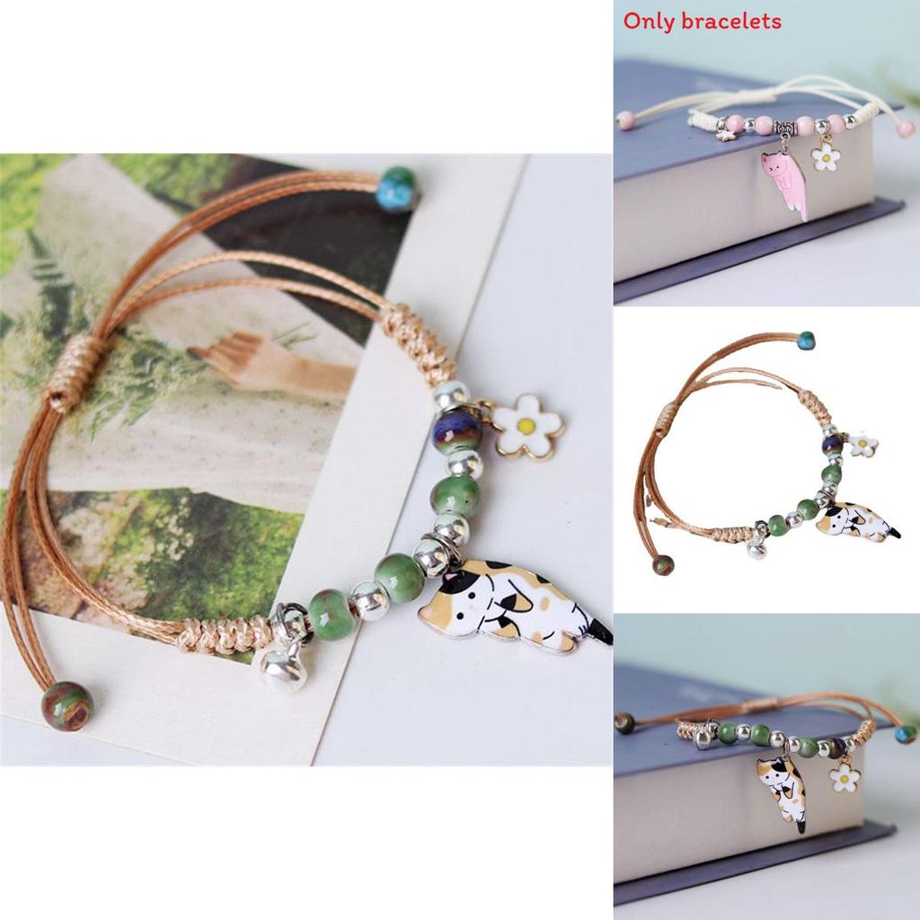 Minimalist Cat Charm Bracelet With Alloy And Woven Cord For Womens Fashion And Gift