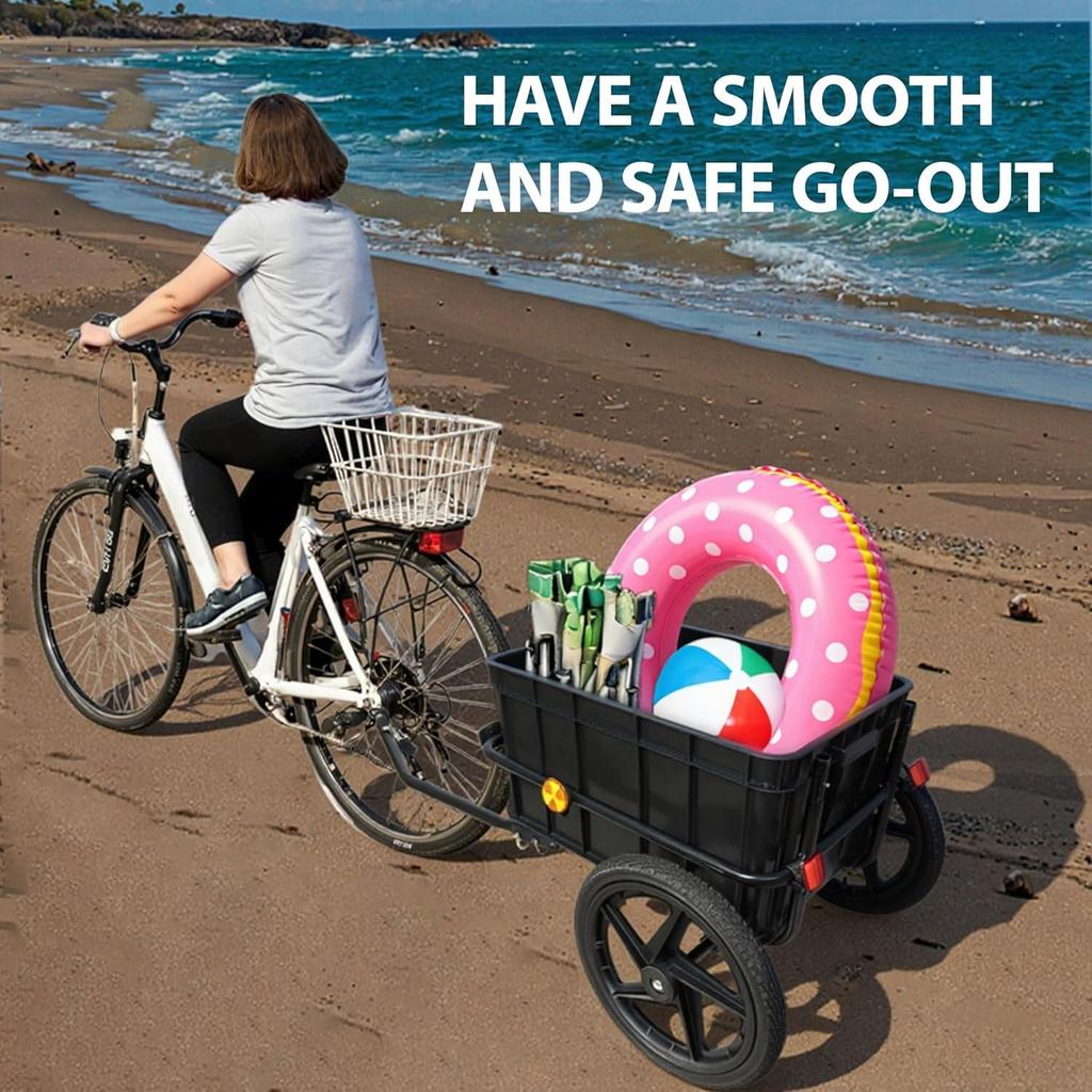 2-in-1 Fahrradanhänger & Schiebewagen, Wasserdicht, Abnehmbare Box, Reflektoren, Universelle Kupplung für Reisen & Einkaufen