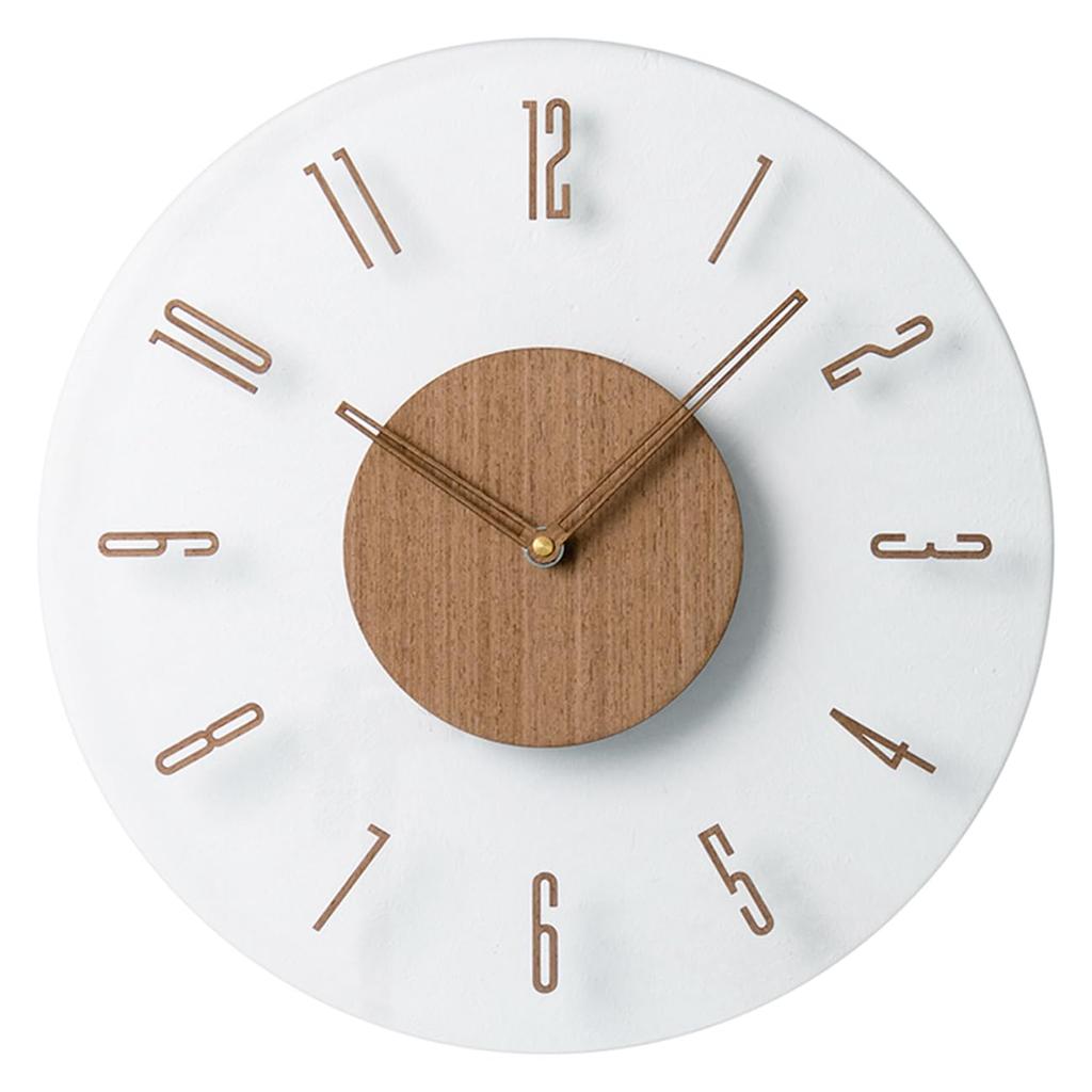 DUOGIO Holz-Wanduhr, 30cm, Funkgesteuert, Transparent, Stilvolle Analoguhr, Lautlos, Durchgehender Sekundenzeiger, 3D-Zifferblatt, Geeignet für Eingangsbereich,